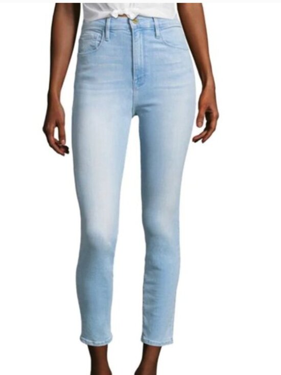 FRAME Medium/Light Wash Ali High Rise Cigarette Jeans - Picture 1 of 6